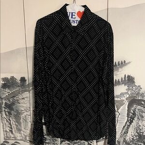 The Kooples Viscose Diamond Black White Dot Shirt with Geometric Design - M EU